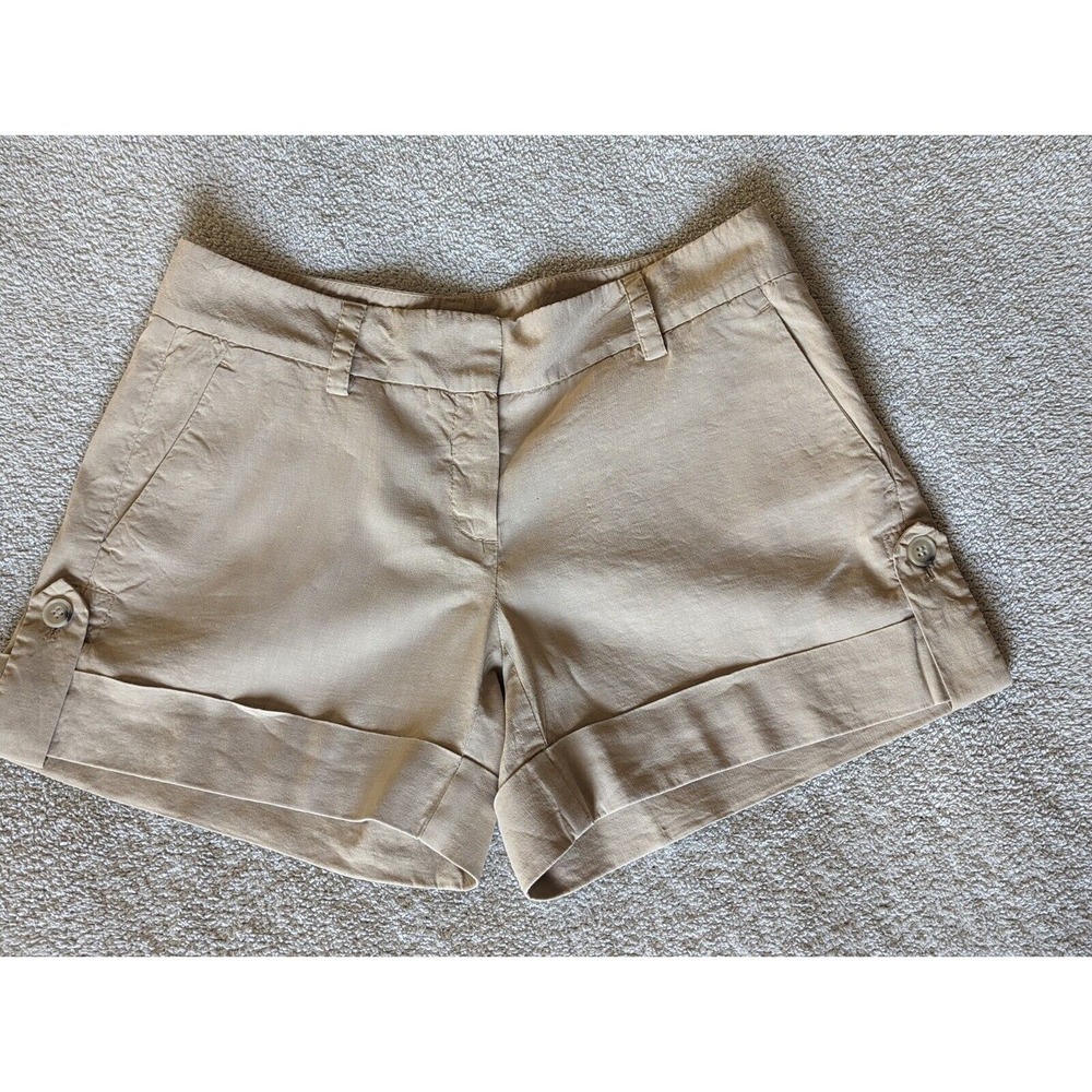 Theory Womens Linen Blend Casual Dress Shorts Beige Khaki Size 6